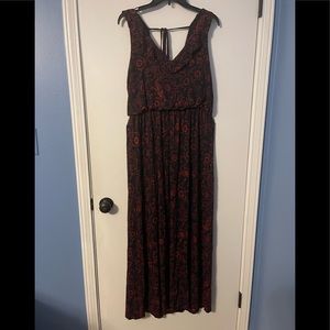 Ann Taylor LOFT Navy and Red Floral Maxi Dress